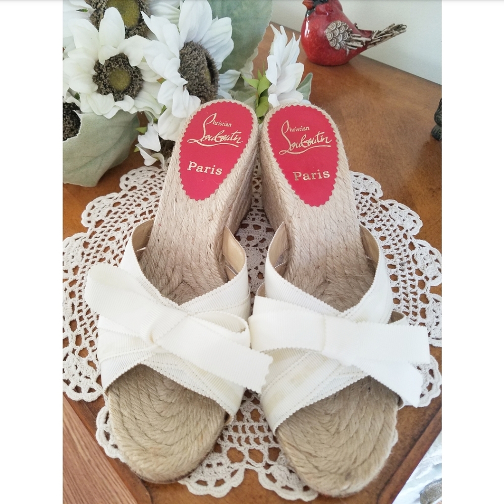 Christian Louboutin cream espadrilles